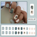 Sets d'ongles de conception de feuille verte minimaliste carré 24 pièces pour la fête et la danse