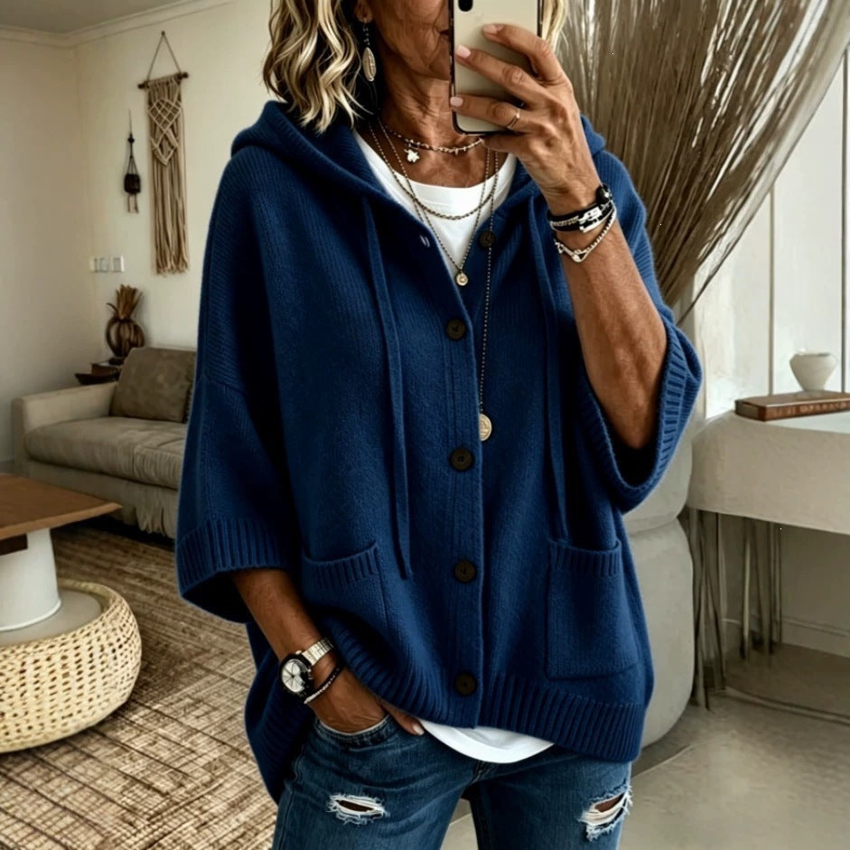 Cardigan à capuchon à manches longues pour femmes