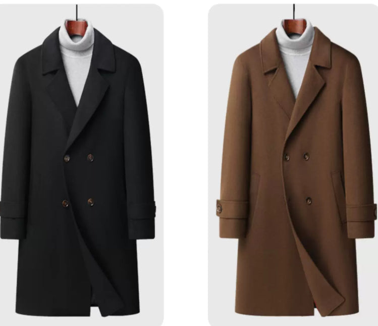 Manteau de tranchée en laine à épaule rabattue