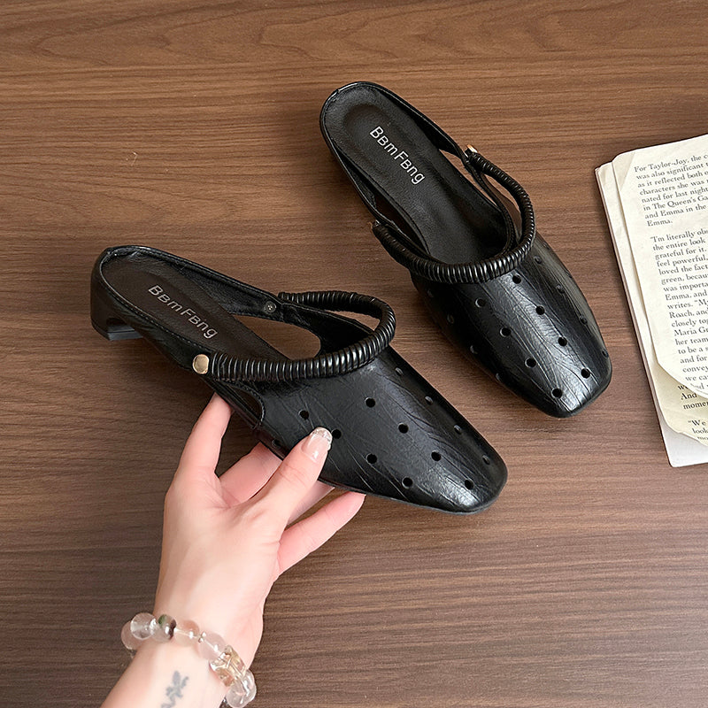 Femmes Été Minimaliste Mode 3cm Talon moyen Sandales Vente Retro Designer Style Haute Apparence