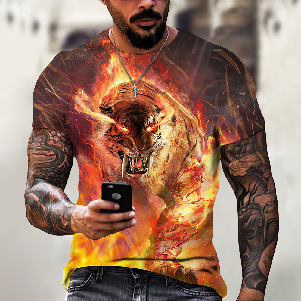 T-shirt homme imprimé d'été en 3D animal beast Lion