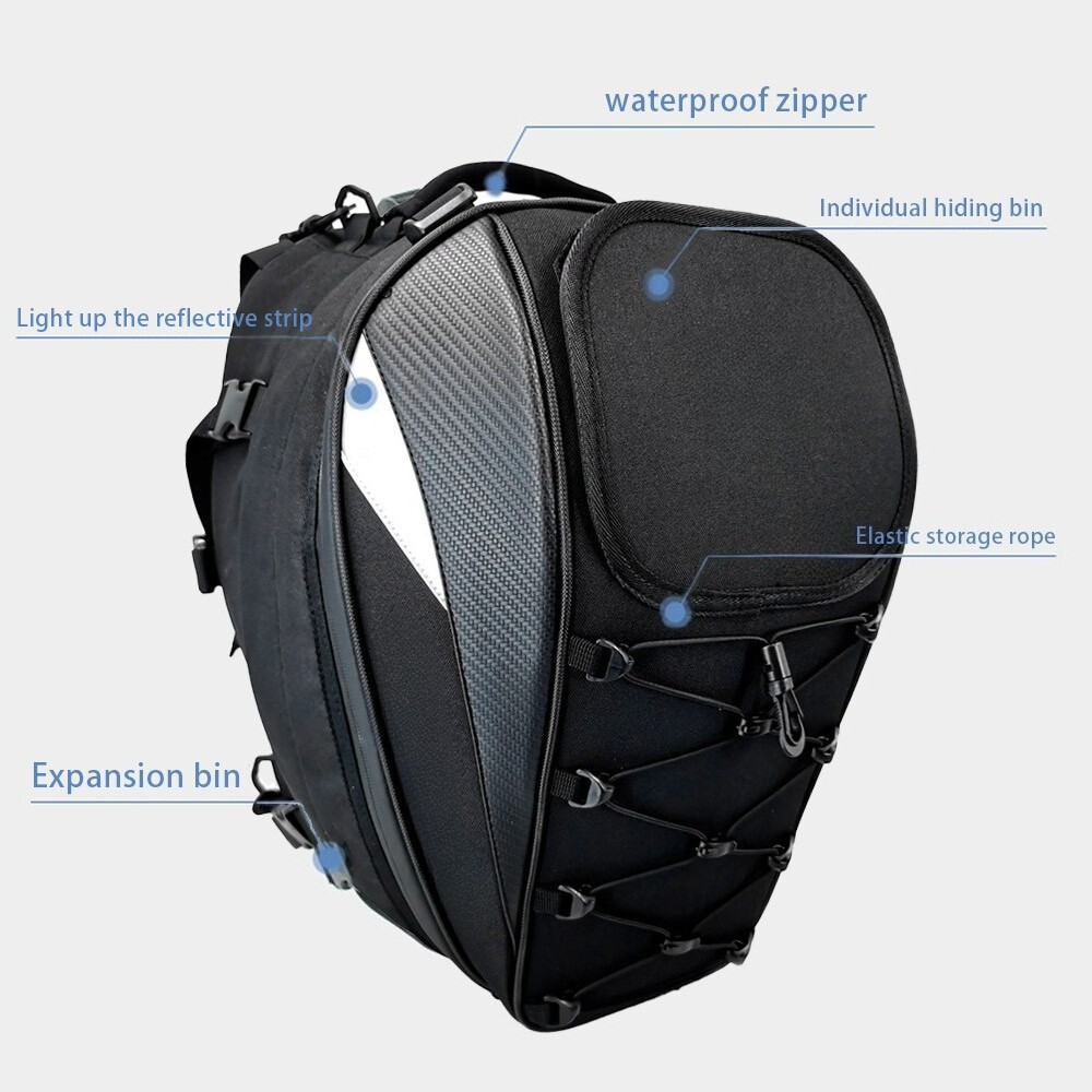 Siège arrière de moto Tail Bag Bagage de moto Sac à dos de rangement de casque gris