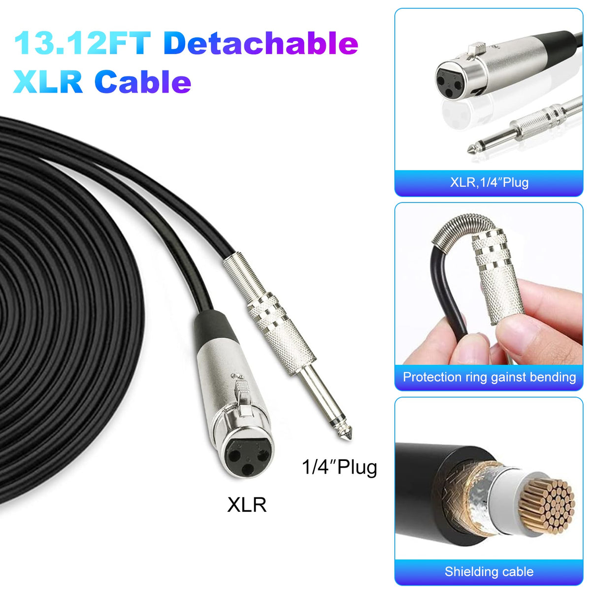 1Pc Microphone Dynamic Wired XLR avec bouton éteint 13ft Détachable XL