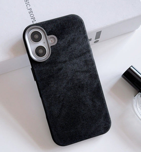 Étui de téléphone en cuir magnétique en flanelle