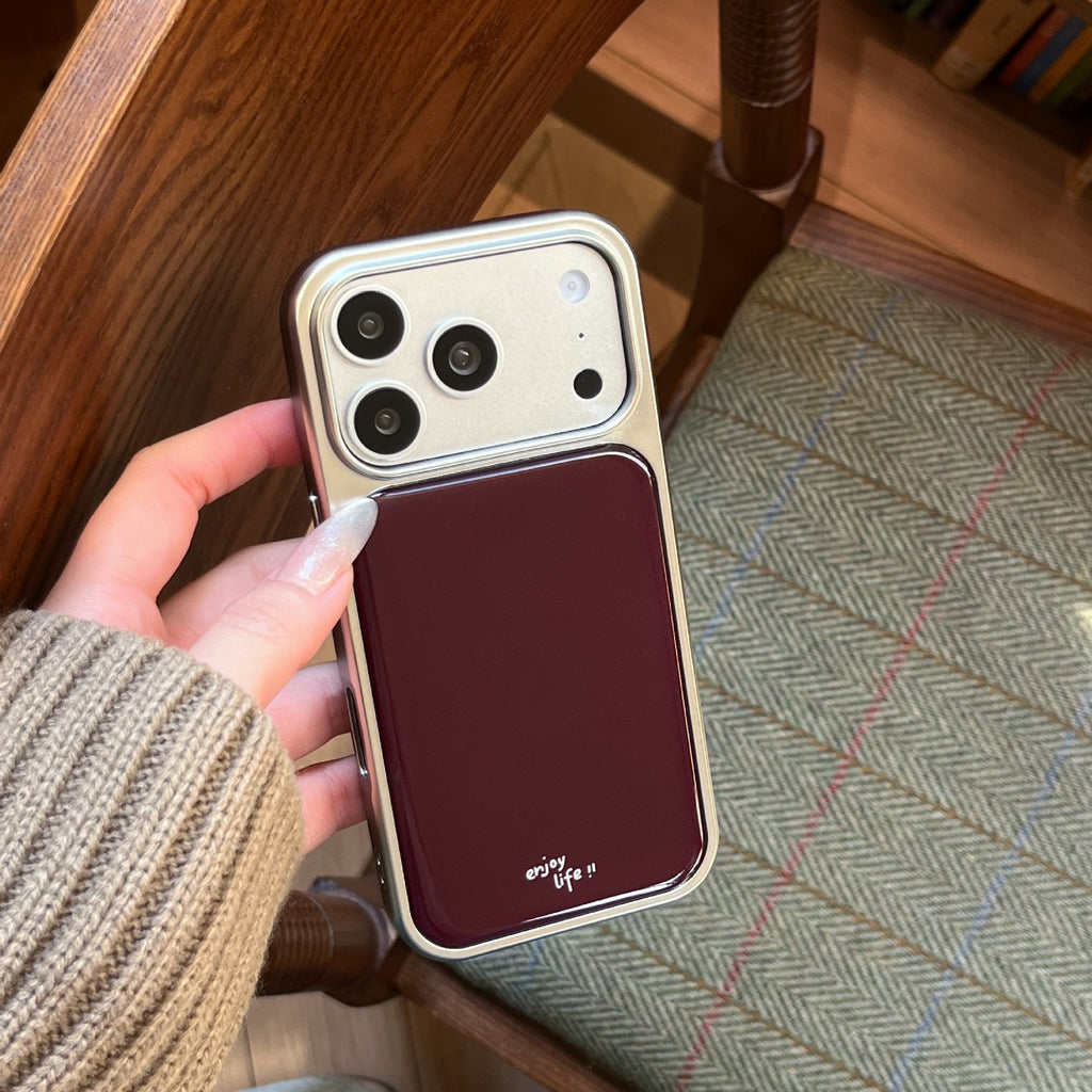 Ins Minimalist Étui téléphonique anglais rouge vin