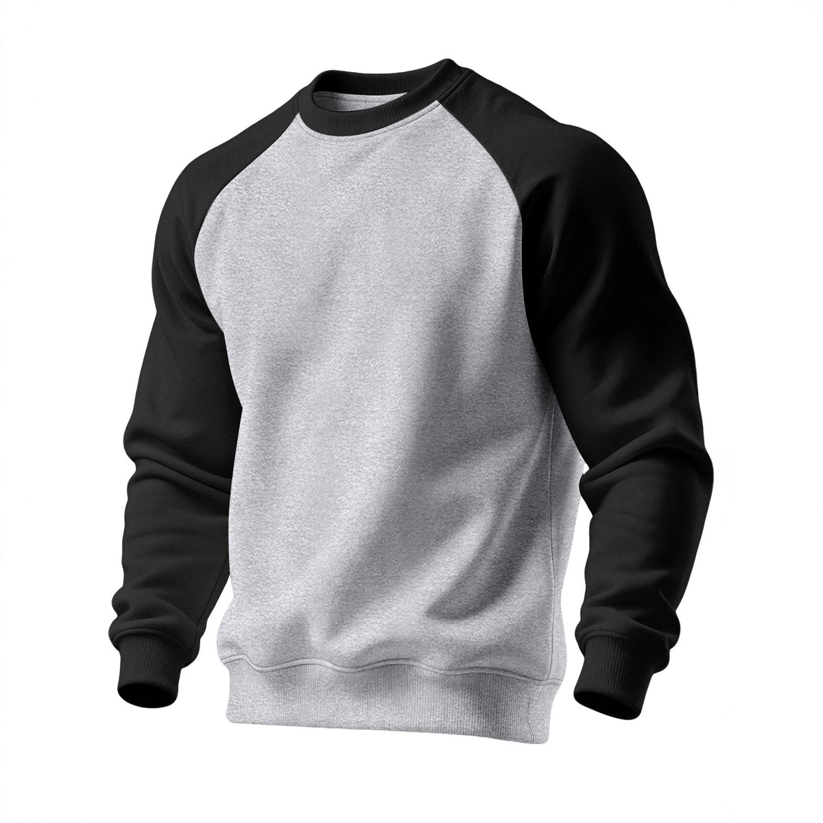 Chandail d'équipage-col d'automne Homme Couleur solide Sports occasionnels haut avec manches Raglan