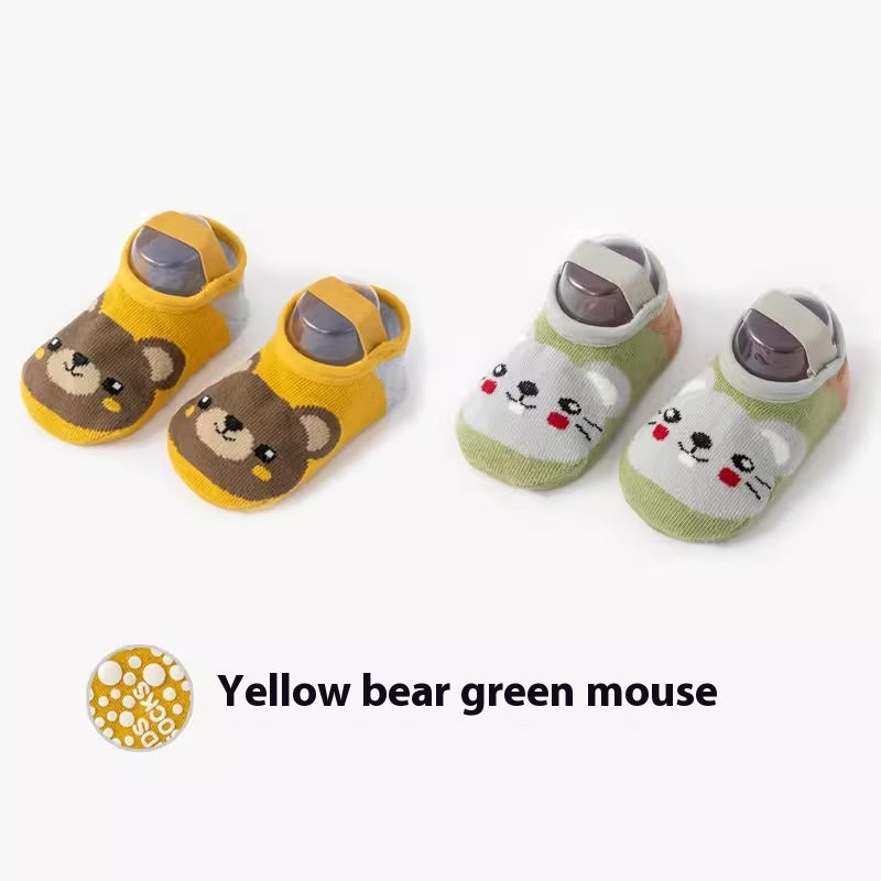 Chaussettes de coton antidérapantes imprimées mignons pour nourrissons et jeunes enfants