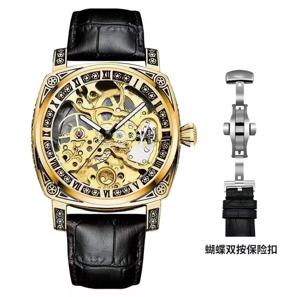 Relief-coupée Montre mécanique entièrement automatique pour hommes