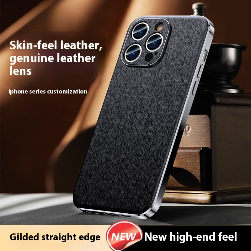 Étui de protection de téléphone en cuir simple Shell