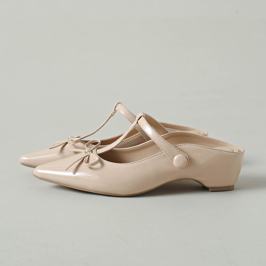 Femmes Élégantes Mini Bow T-Strap Slingback Mules matching Daily