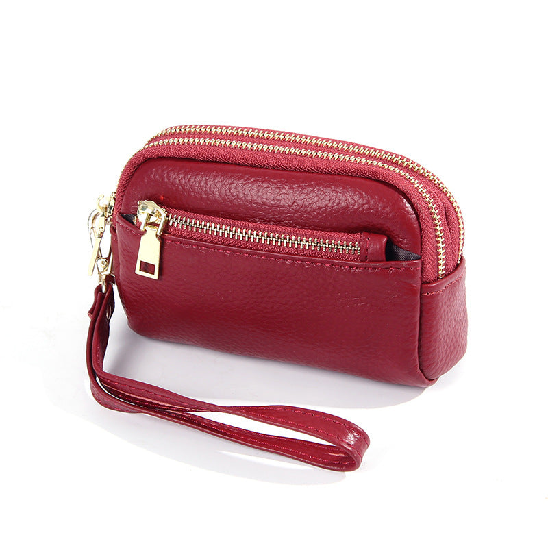 Minimalist Mini poche en cuir avec trois fermetures à glissière