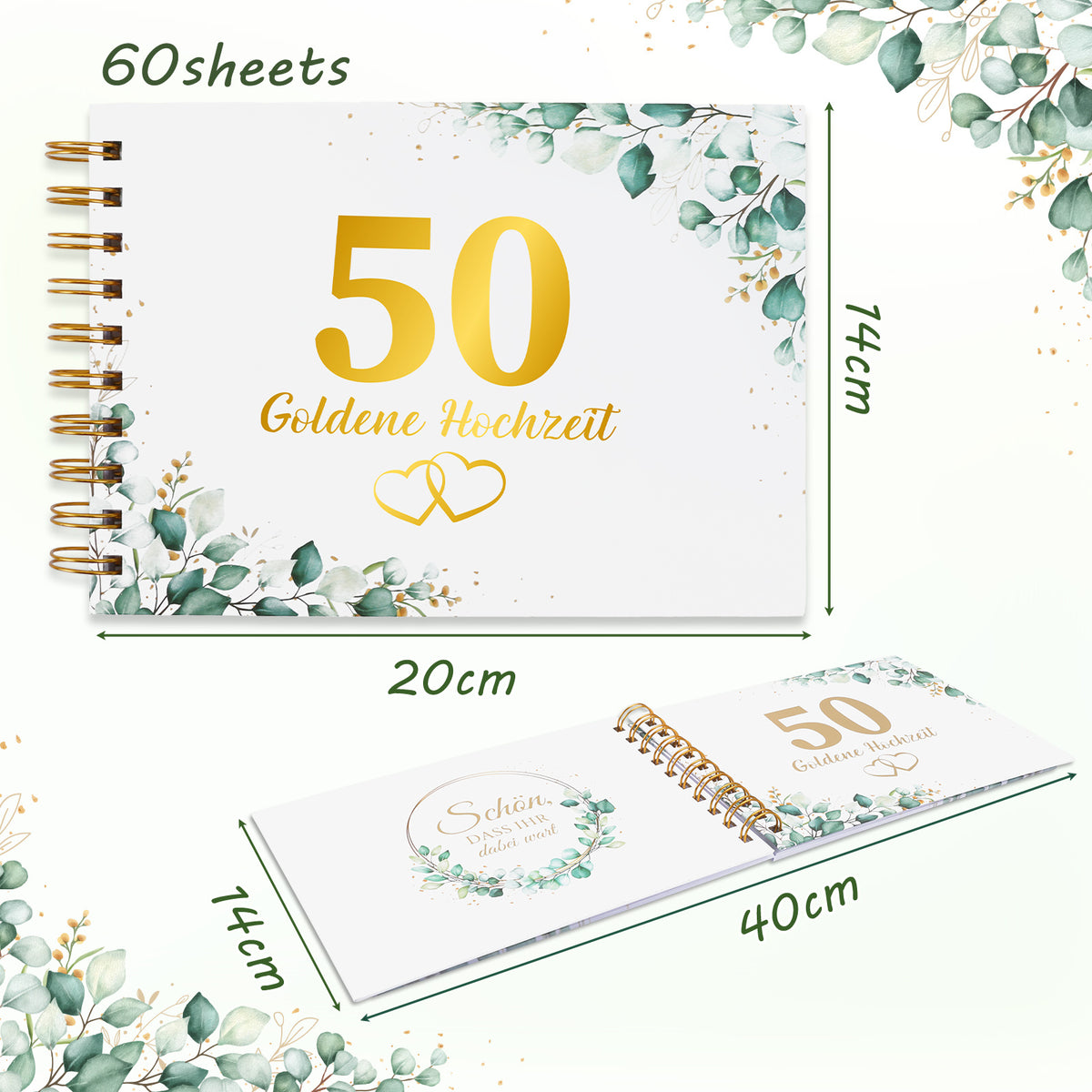 Livre d'or du 50e anniversaire de mariage - Album de mariage d'or pour les messages et souvenirs des invités