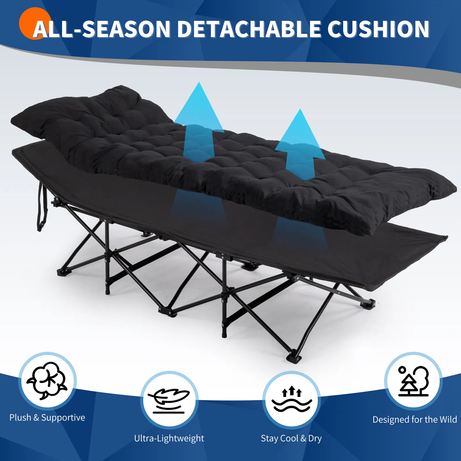 Lit de camping pliant avec Pad Soft