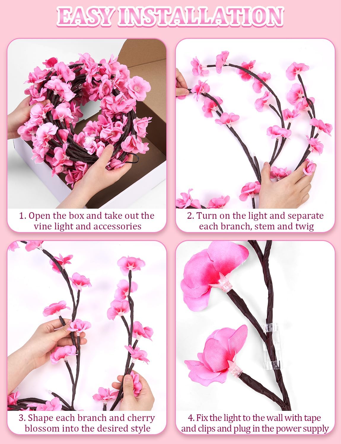 Cerise LED arbre lumières de branche pour le mur