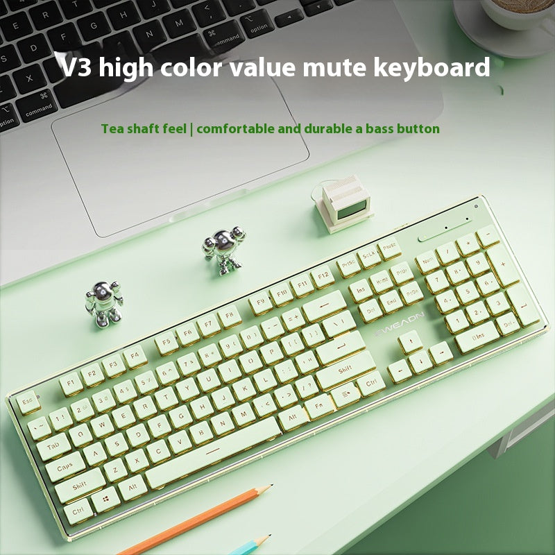 Prewalker V3 Mute filaire Mouse porte-clés costume mécanique Feeling filles Bureau Typing fils