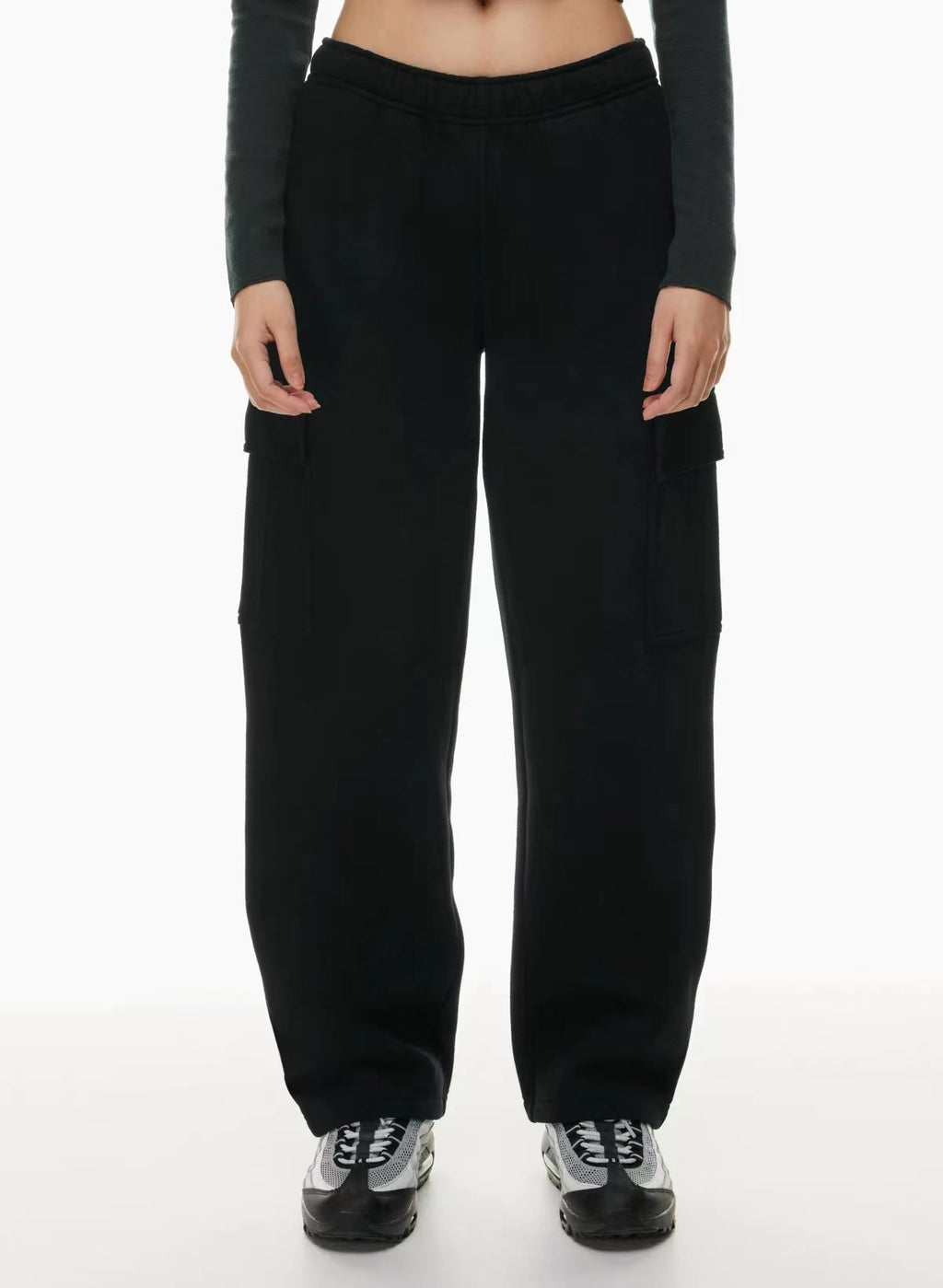 Pantalon de longueur de cheville large élastique taille haute