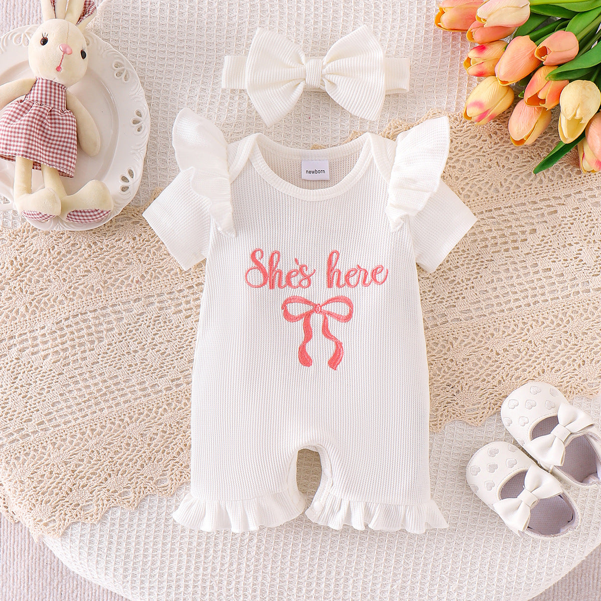 Romper à manches courtes avec bande de tête Bow