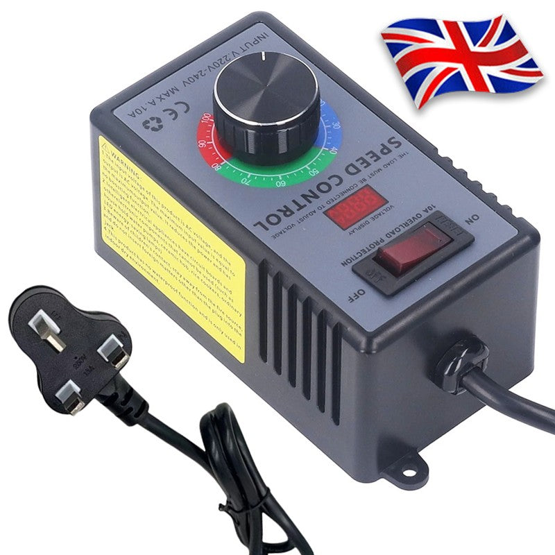 Contrôleur de vitesse de moteur S Sorcellerie AC 220V-240V Affichage de tension en temps réel Plug UK