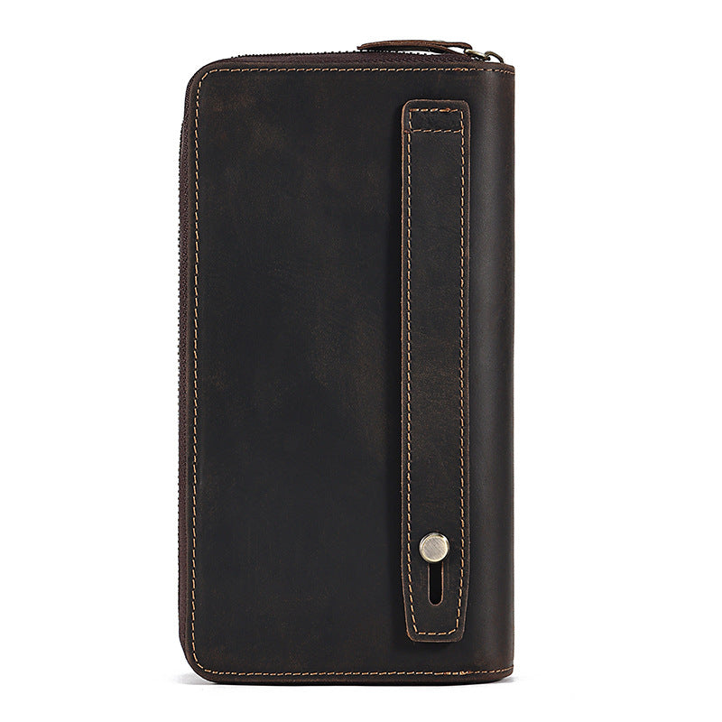 Portefeuille en cuir véritable long pour hommes