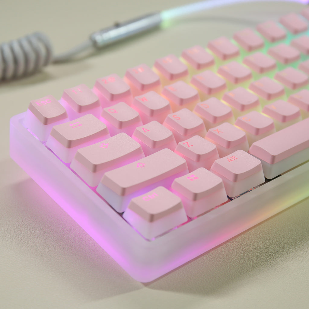 Double peau lait pudding transparent Cap clé fermé PBT deux couleurs OEM Pas de bouche d'eau 61 68