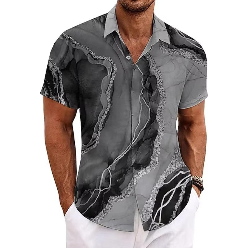 Chemise à manches courtes à manches courtes imprimées 3D de taille européenne pour homme Casual Slim-fit Beach