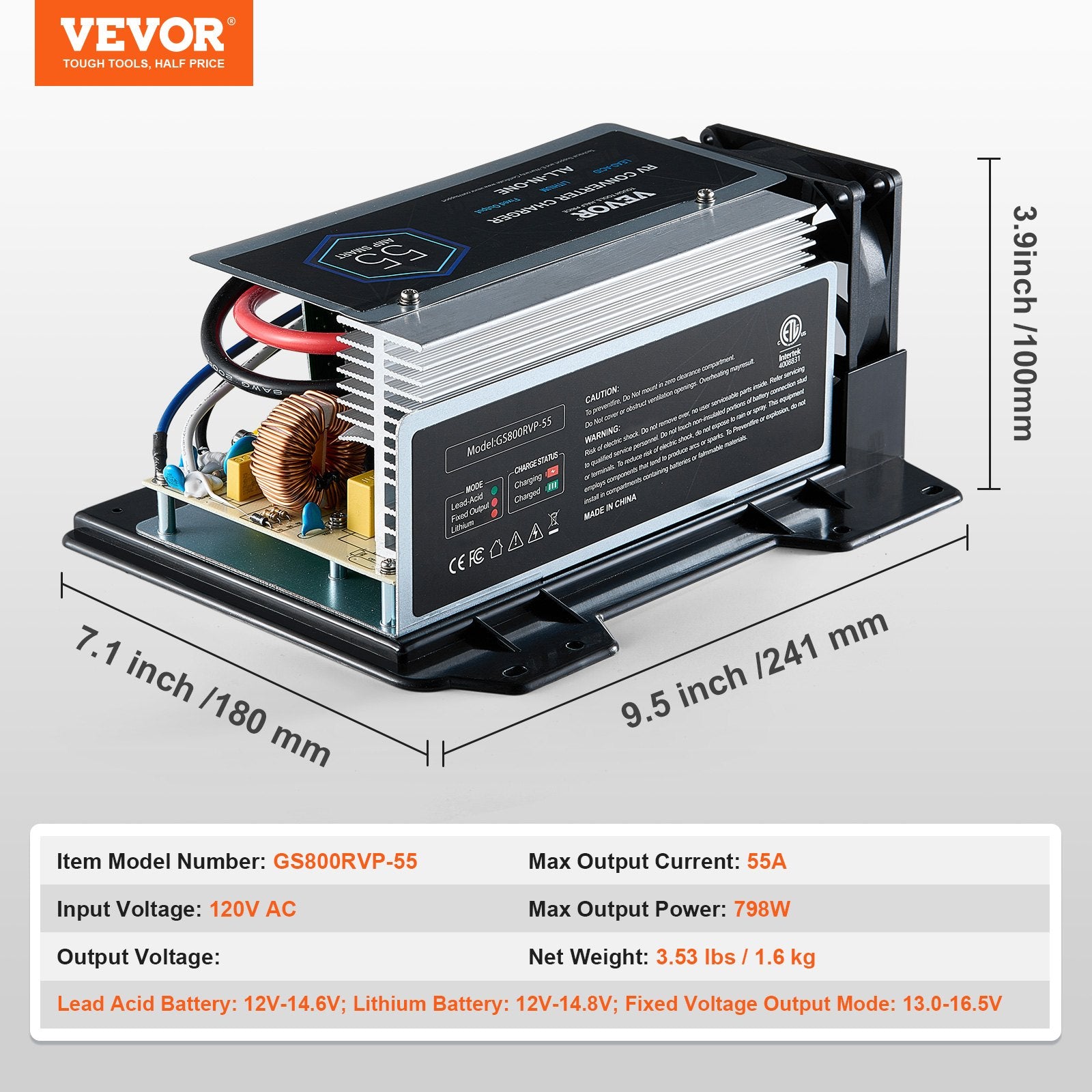 VEVOR WF-8955-AD-MBA Main Board Assemblage 55 Amp RV Convertisseur Unité de remplacement