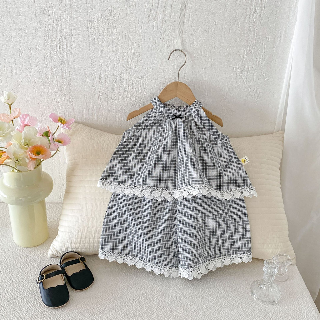 Set de deux pièces à la mode de style coréen pour bébé filles sans manches et pantalons