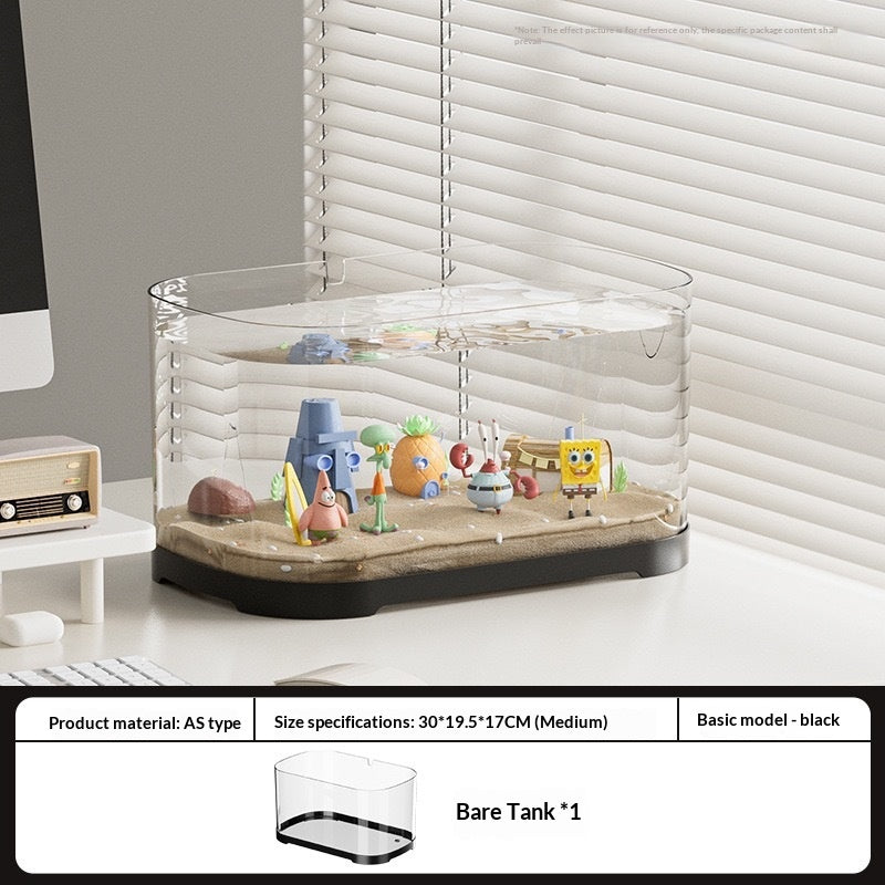 Réservoir en plastique transparent Aquarium Terrarium Décoration Bureau Réservoir ornemental Pet Sup