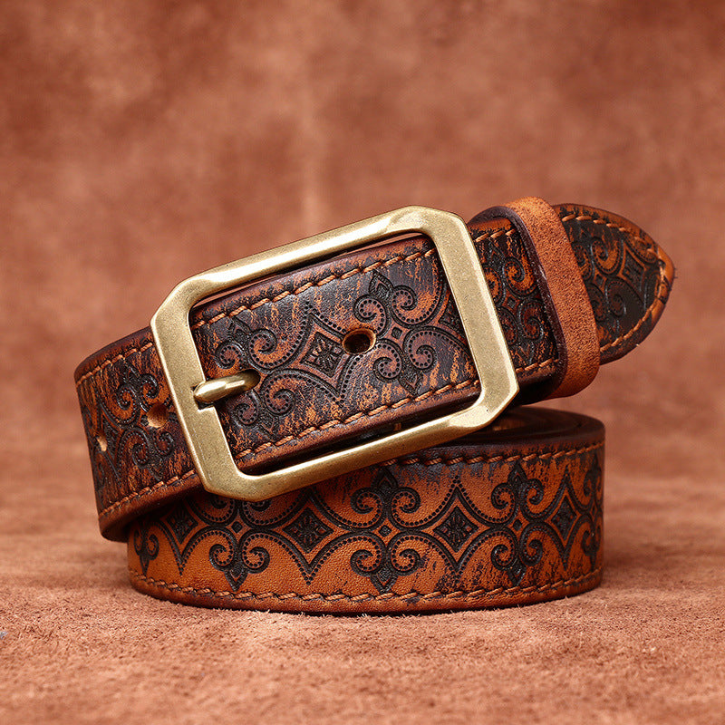 Ceinture en cuir véritable sculptée disponible double face