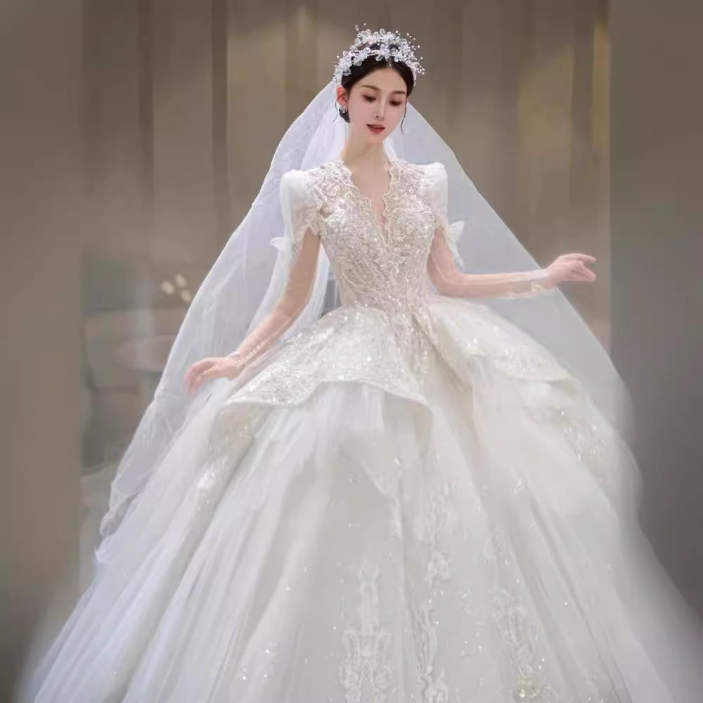 Bride Main Yarn Long Sleeve Lourd Industrie Trailing French Retro Advanced