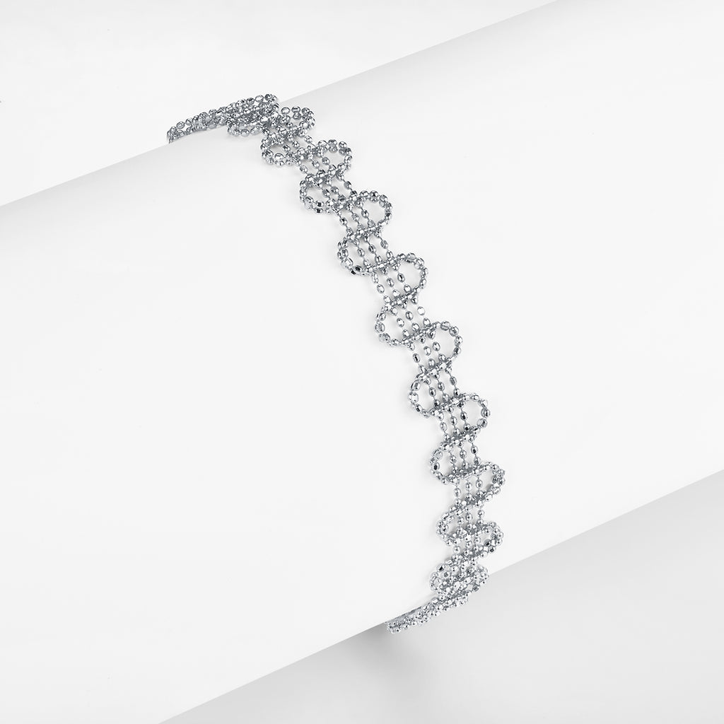 S925 Bracelet de chaîne de wavy argent sterling 19cm réglable 8,0mm large Clover Links Platinum