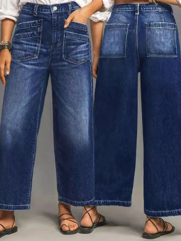 Women's Retro Loose-Fit Wide-Leg Denim Jeans