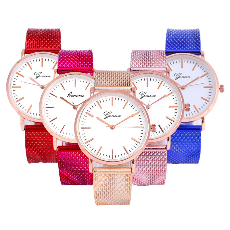 Montres Genève cadran plaque Mesh ceinture féminine minimaliste mince